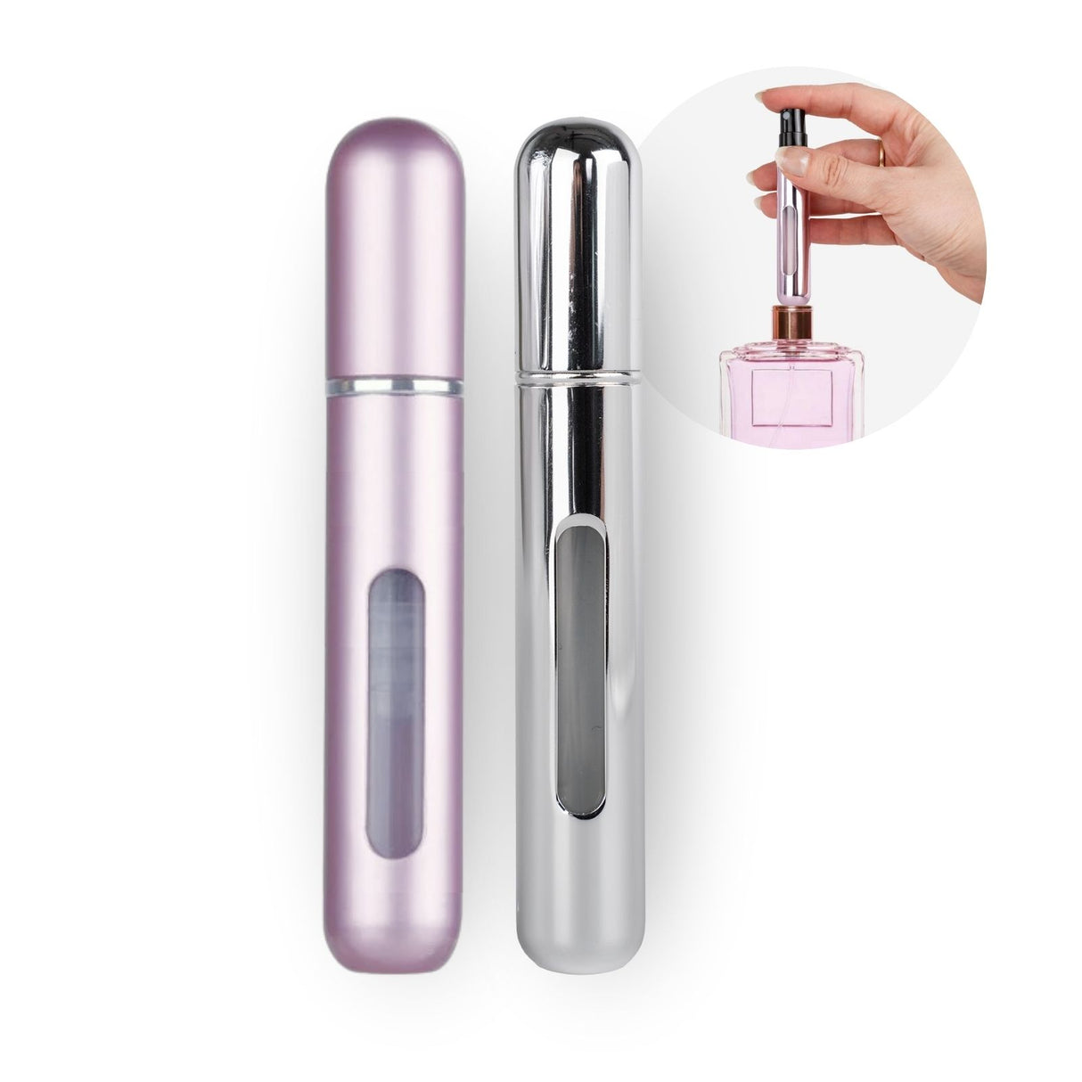 2er-Set Mini-Parfümzerstäuber 8ml Parfum Vaporisateur Silbrig Pink