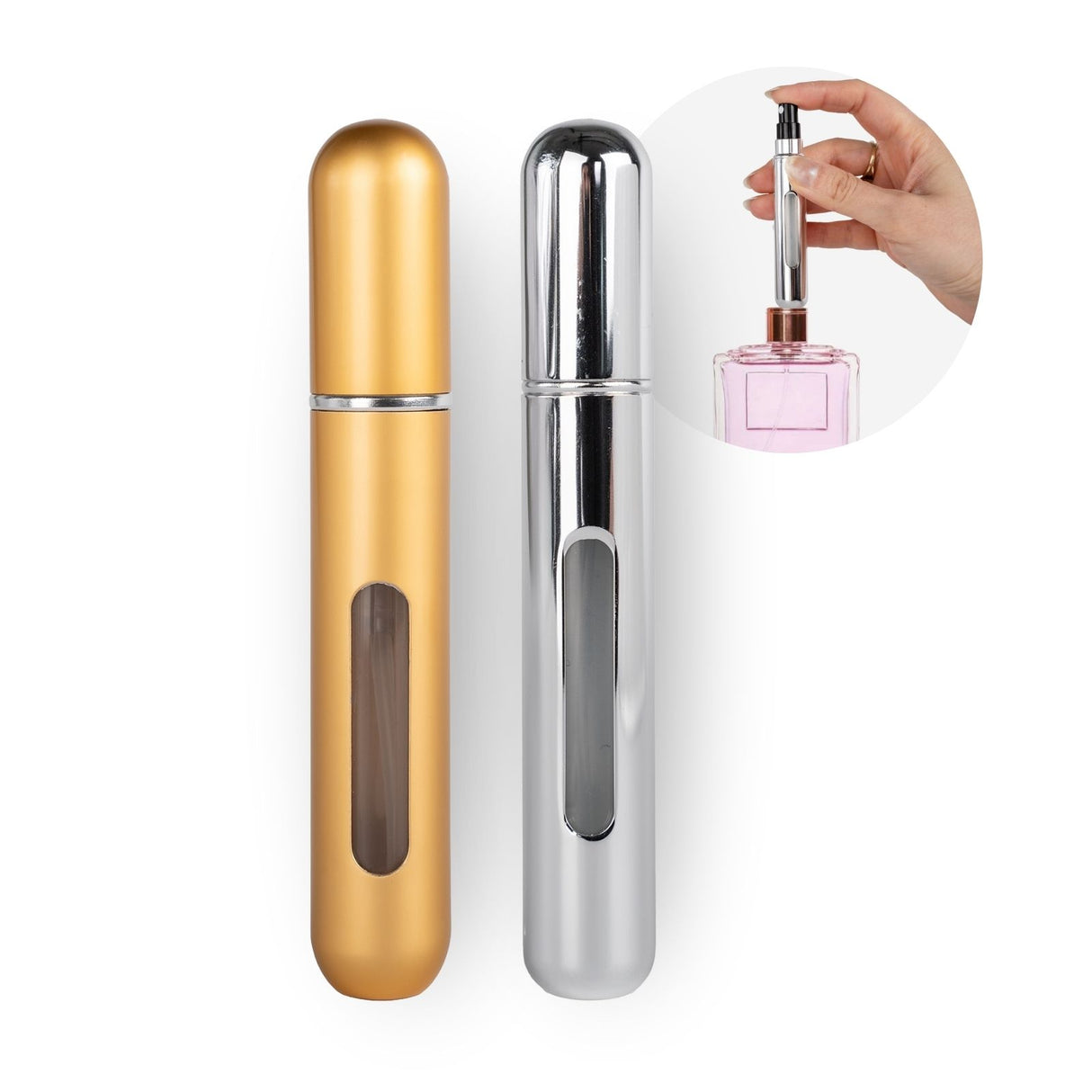 2er-Set Mini-Parfümzerstäuber 8ml Parfum Vaporisateur Goldig Silbrig