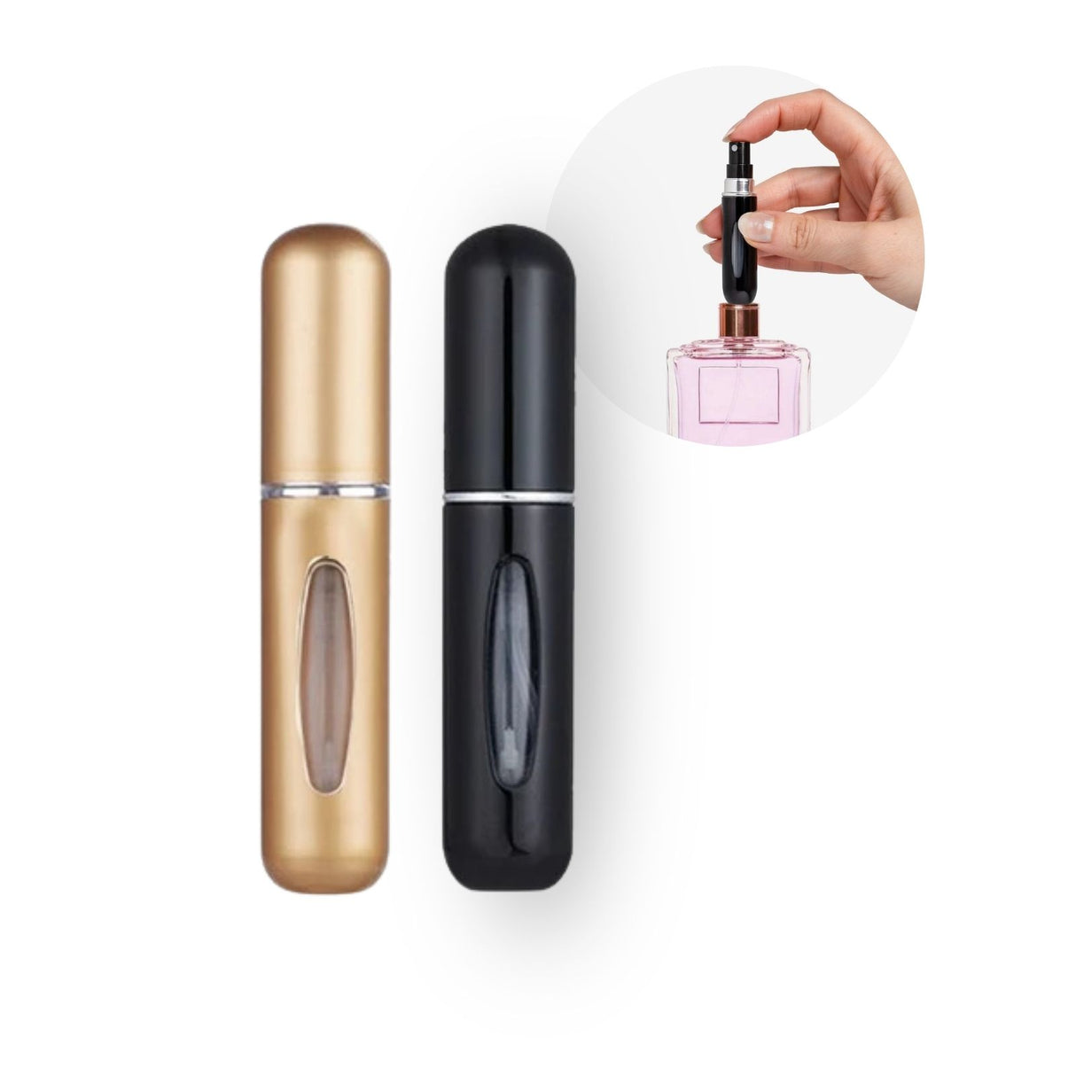 2er-Set Mini-Parfümzerstäuber 5ml Parfum Vaporisateur Goldig Schwarz