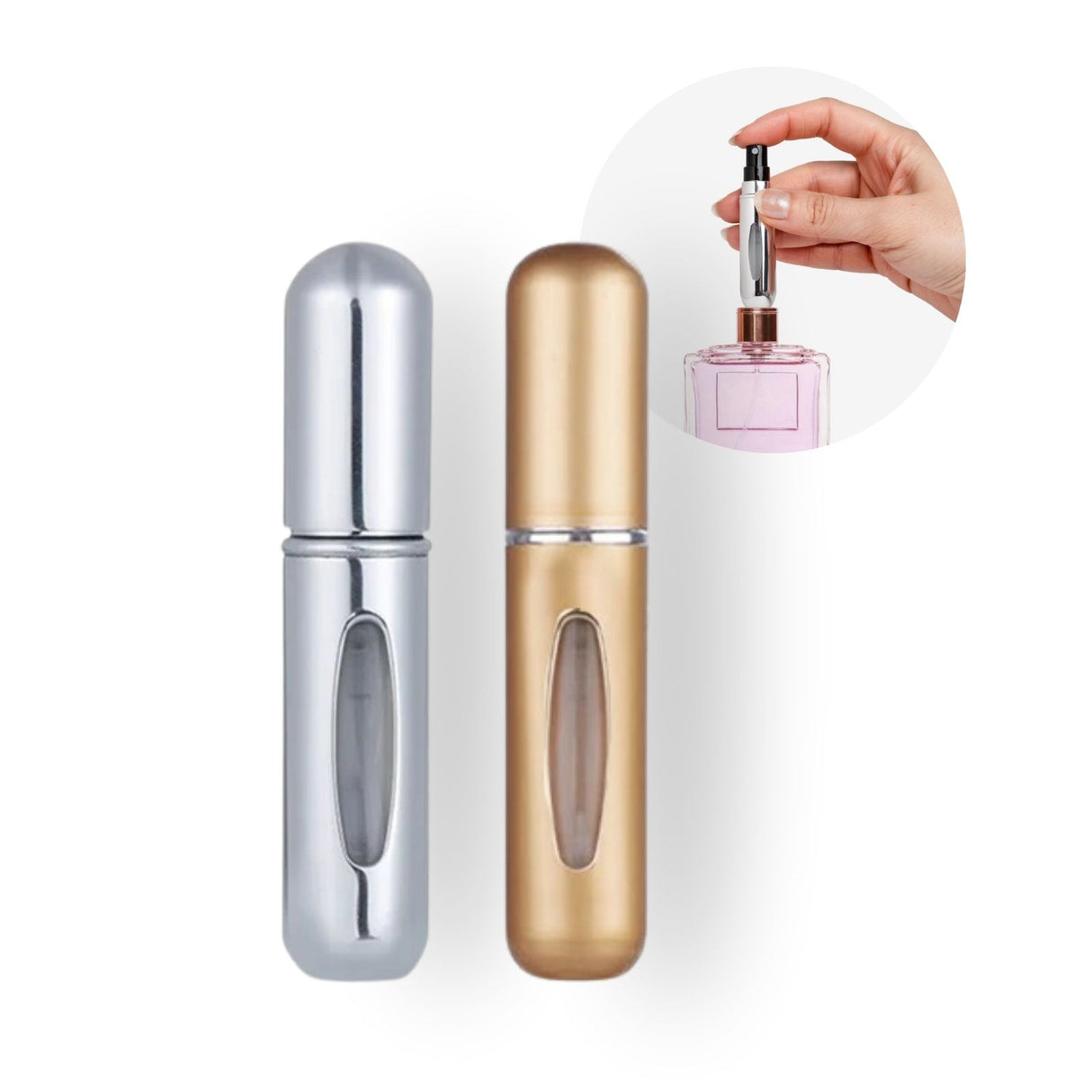 2er-Set Mini-Parfümzerstäuber 5ml Parfum Vaporisateur Silbrig Goldig