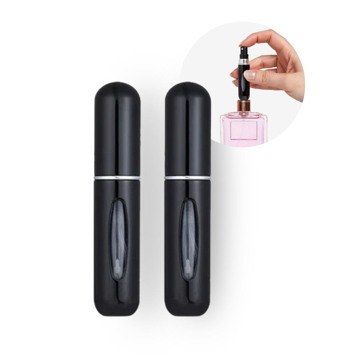 2er-Set Mini-Parfümzerstäuber 5ml Parfum Vaporisateur Schwarz