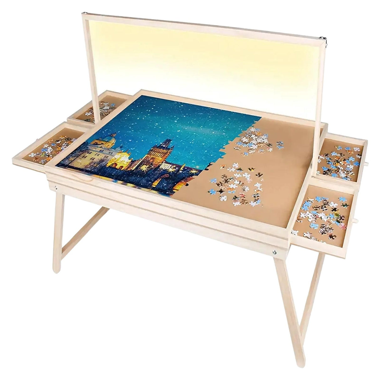 Puzzlebrett mit LED-Leiste und Auszügen Puzzletisch Puzzletafel Puzzleplatte