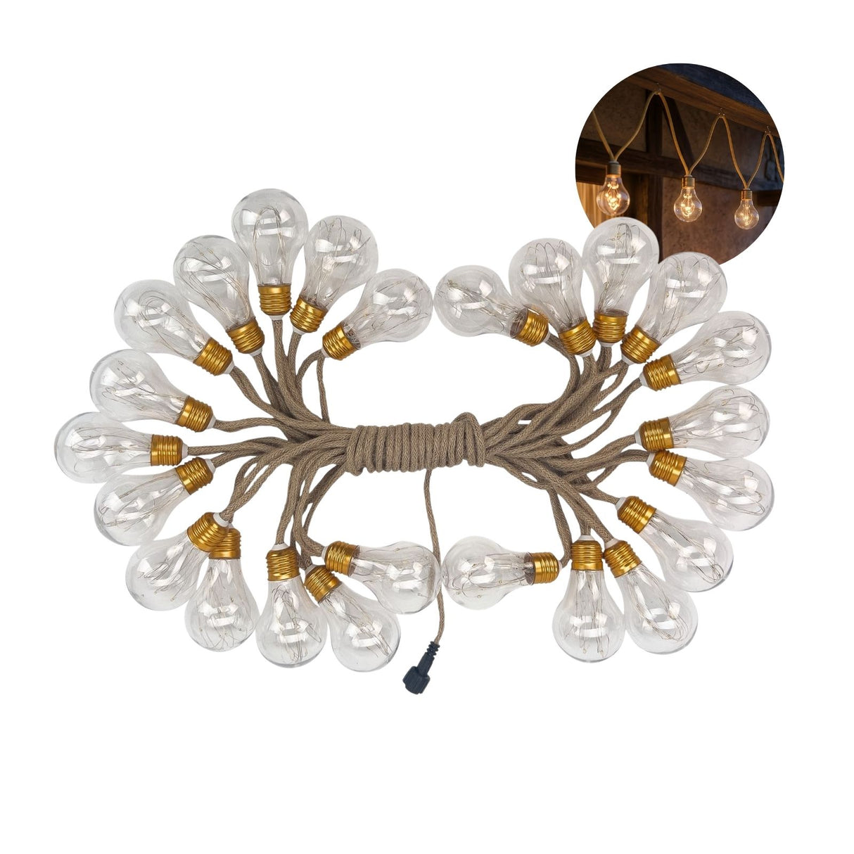 LED-Hanfseil-Dekoleuchte 10m Solarleuchte Gartenlicht Gartenbeleuchtung