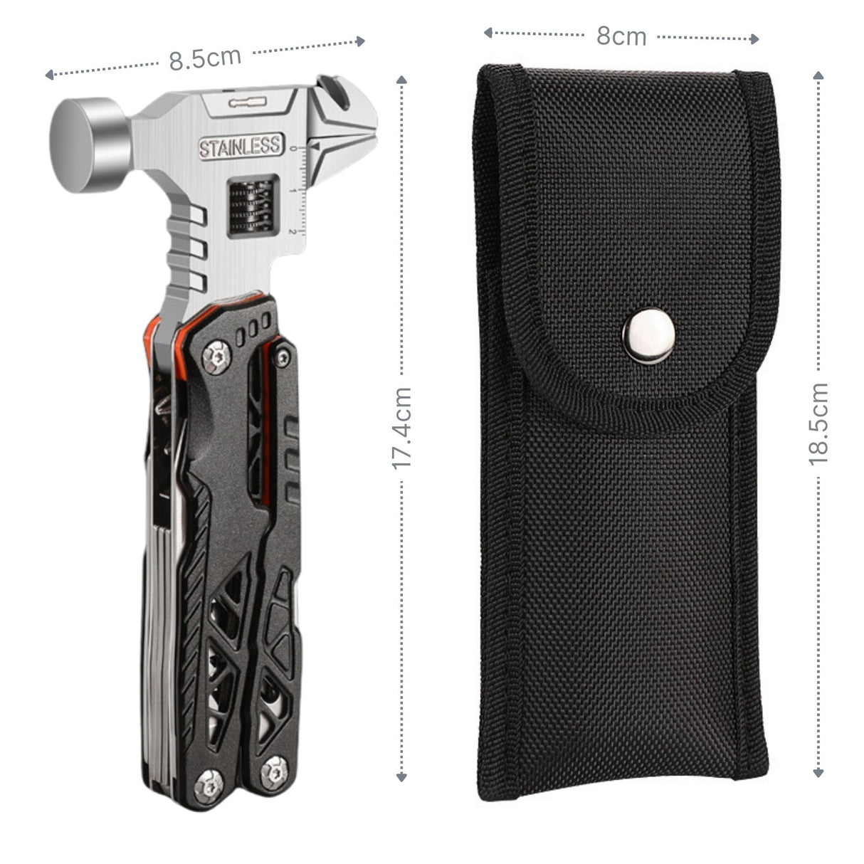 18in1 Multifunktionswerkzeug Multitool mit Hammer Outdoor-Werkzeug