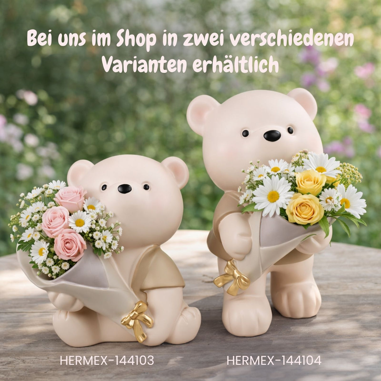 Sitzender Bär-Vase Blumenarrangement Dekoration Wohnaccessoire
