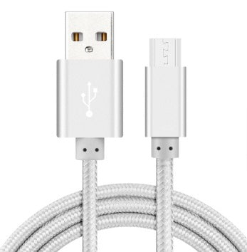 Anki Micro USB Metall Ladekabel Stoff Datenkabel 1m SILBER