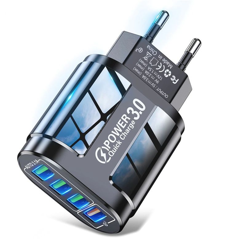 Schnellladegerät 48W QC3.0 4-Port USB-A 3.0/3.1 Poweradapter Charger