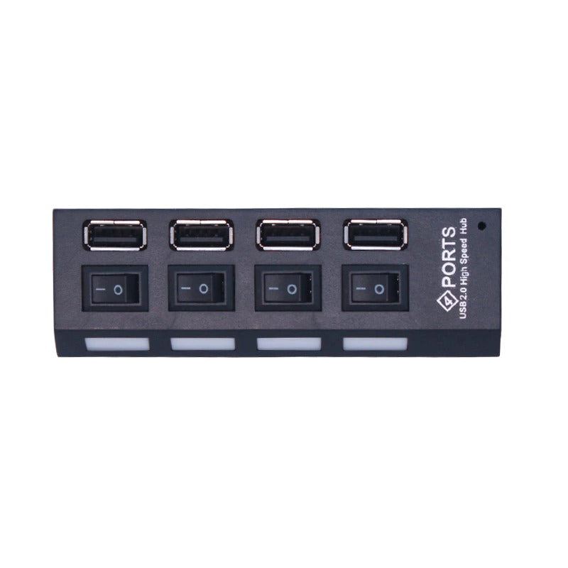 USB-Hub 2.0 4-Anschlüsse Adapter mit Ein- u. Ausschalter und Licht