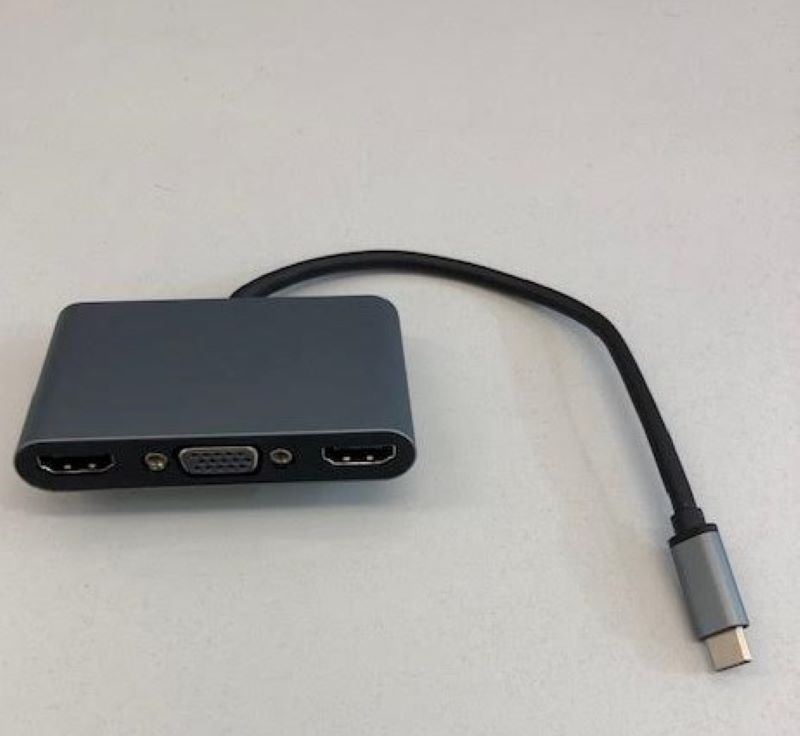 USB-Hub 5in1 USB-C in/out USB-A 3.0 2x HDMI 4K VGA