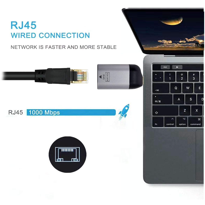 USB-C zu RJ45 Ethernet Adapter Netzwerkverbinder Kabelanschluss m/w