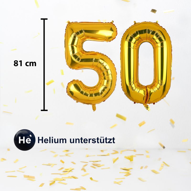 Zahlenballon Zahl 50 Golden Folienballon Geburtstagsparty Ballon 81cm
