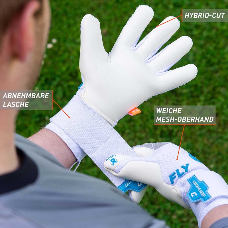 Fussballhandschuhe Fly White Soul Gr. 9.5 Weiss Torwart Keeper Goalie Handschuhe
