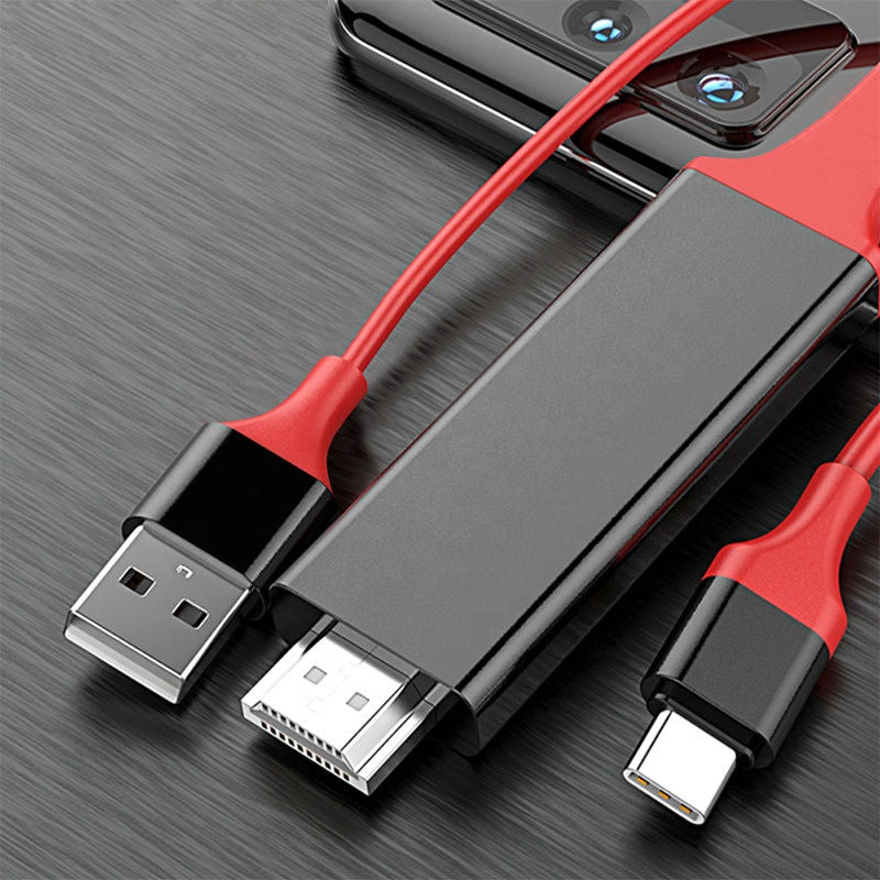 USB-A USB-C HDMI 2m Adapterkabel USB-C USB-A HDMI USB-A USB-C HDMI