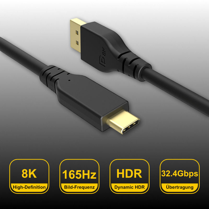 USB-C zu DP Anschluss 3m USB-C zu DisplayPort USB-Typ-C zu DP Kabel