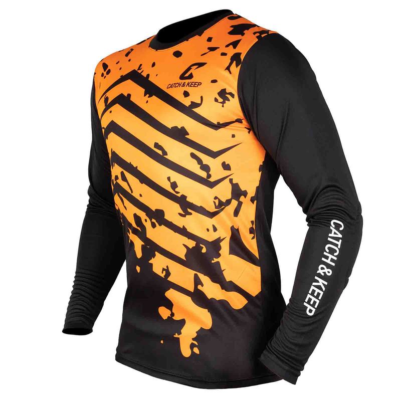 Trikot Protection Torwarttrikot Gr. L Orange-Schwarz Fussball Torwart Shirt Oberteil