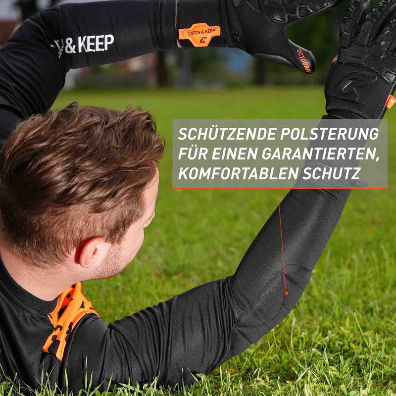 Trikot Protection Torwarttrikot Gr. L Orange-Schwarz Fussball Torwart Shirt Oberteil