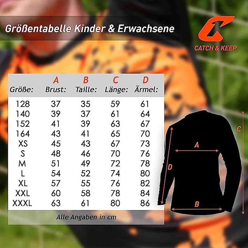 Trikot Protection Torwarttrikot Gr. L Orange-Schwarz Fussball Torwart Shirt Oberteil