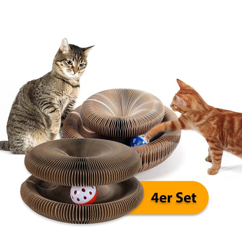 Katzen Kratzspielzeug 4er Set Kratzorgel Haustierspielzeug Ballspiel