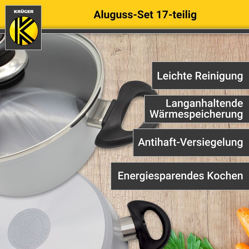 Set Kochtopf Pfanne Kochgeschirr Küchenhelfer Küchenutensilien Aluguss