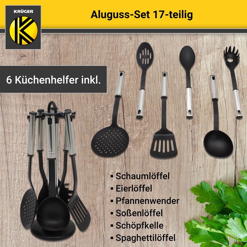 Set Kochtopf Pfanne Kochgeschirr Küchenhelfer Küchenutensilien Aluguss