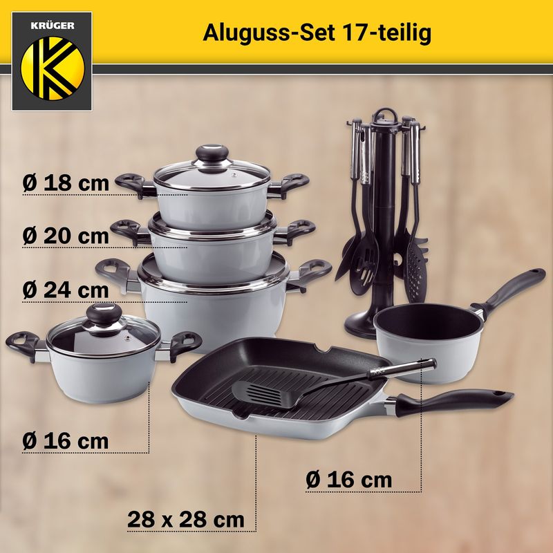 Set Kochtopf Pfanne Kochgeschirr Küchenhelfer Küchenutensilien Aluguss