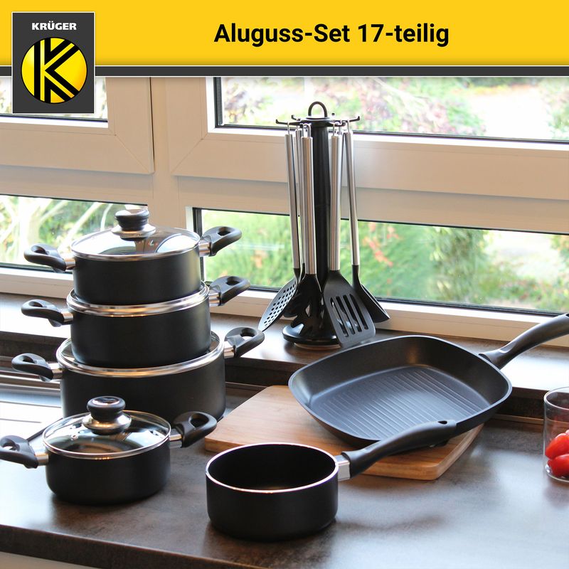 Set Kochtopf Aluguss Pfanne Kochgeschirr Küchenhelfer Küchenutensilien