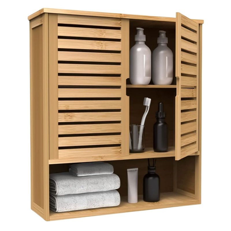 Hängeschrank Badezimmer Wandschrank Schrank Medizinschrank Bambus
