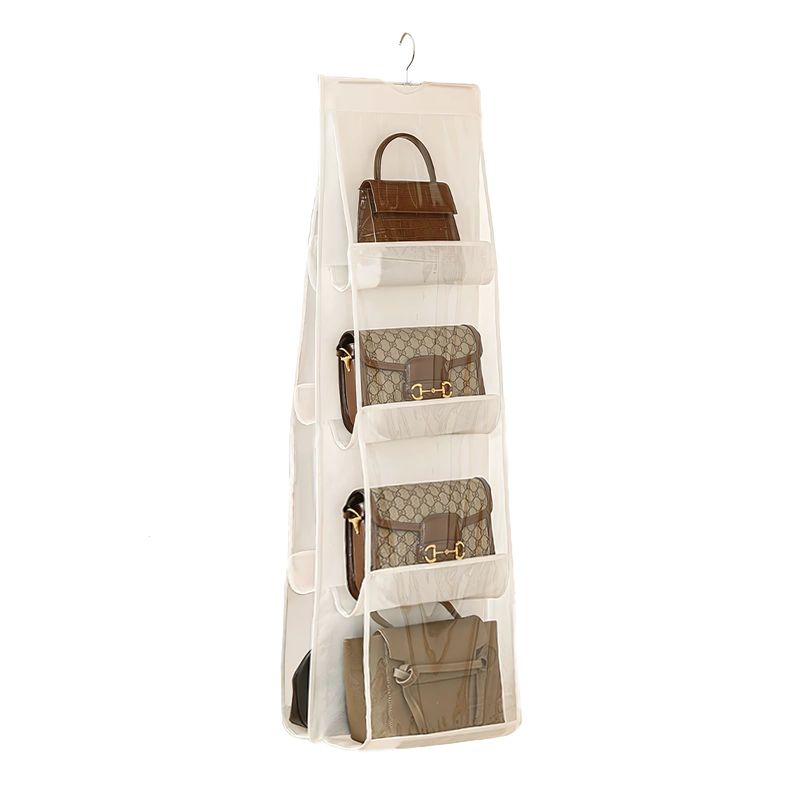 Hängende Aufbewahrungstasche Handtaschen Organizer 8 Fächer Weiss