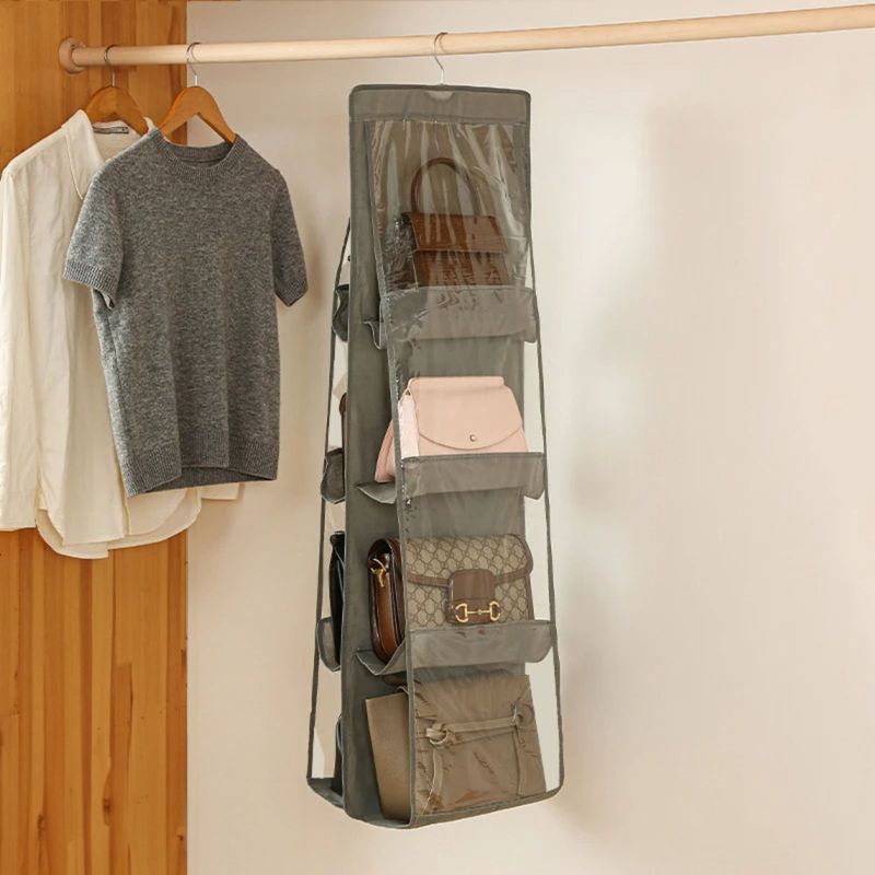 Handtaschen Organizer Hängende Aufbewahrungstasche 8 Fächer Grau