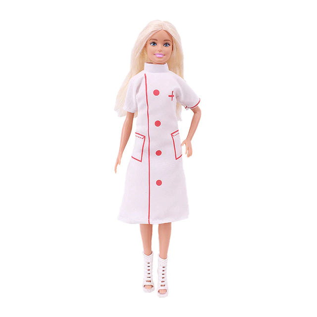 Medizin Puppen Zubehör für Barbie Spielset Ärztin Kleid Weiss