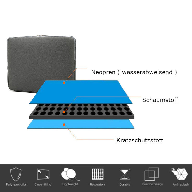 Notebooktasche Neopren Sleeve Laptoptasche Macbook wasserabweisend 14 Zoll