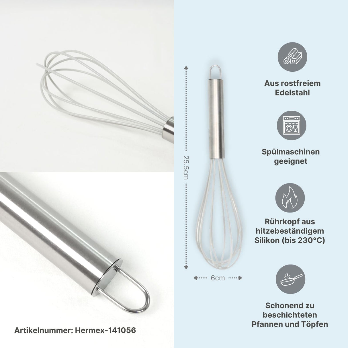 3-tlg. Schneebesen-Set Rührbesen Schwingbesen Schlagbesen Handquirl