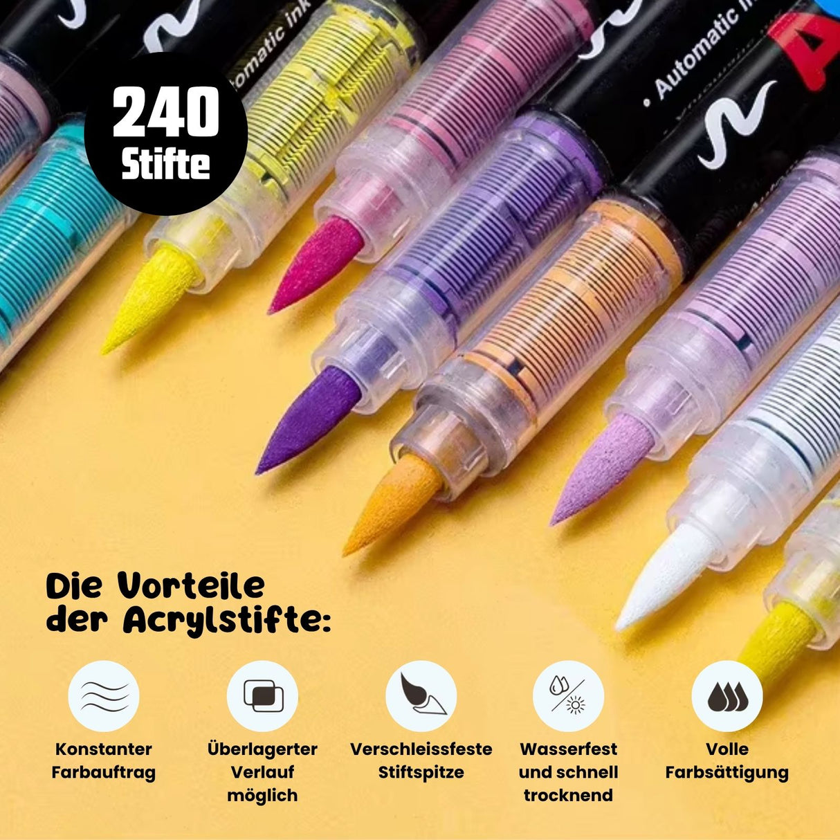 240-tlg. Set Acrylmarker Acryl Brush Marker Arcrylstifte Pinselstifte