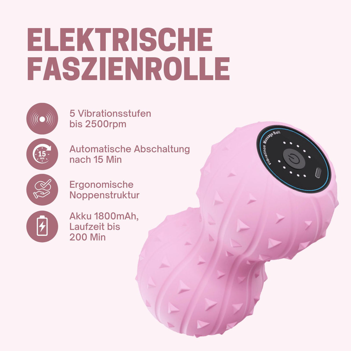 Elektrische Faszienrolle Fitnessrolle Knierolle Vibrations-Massagerolle