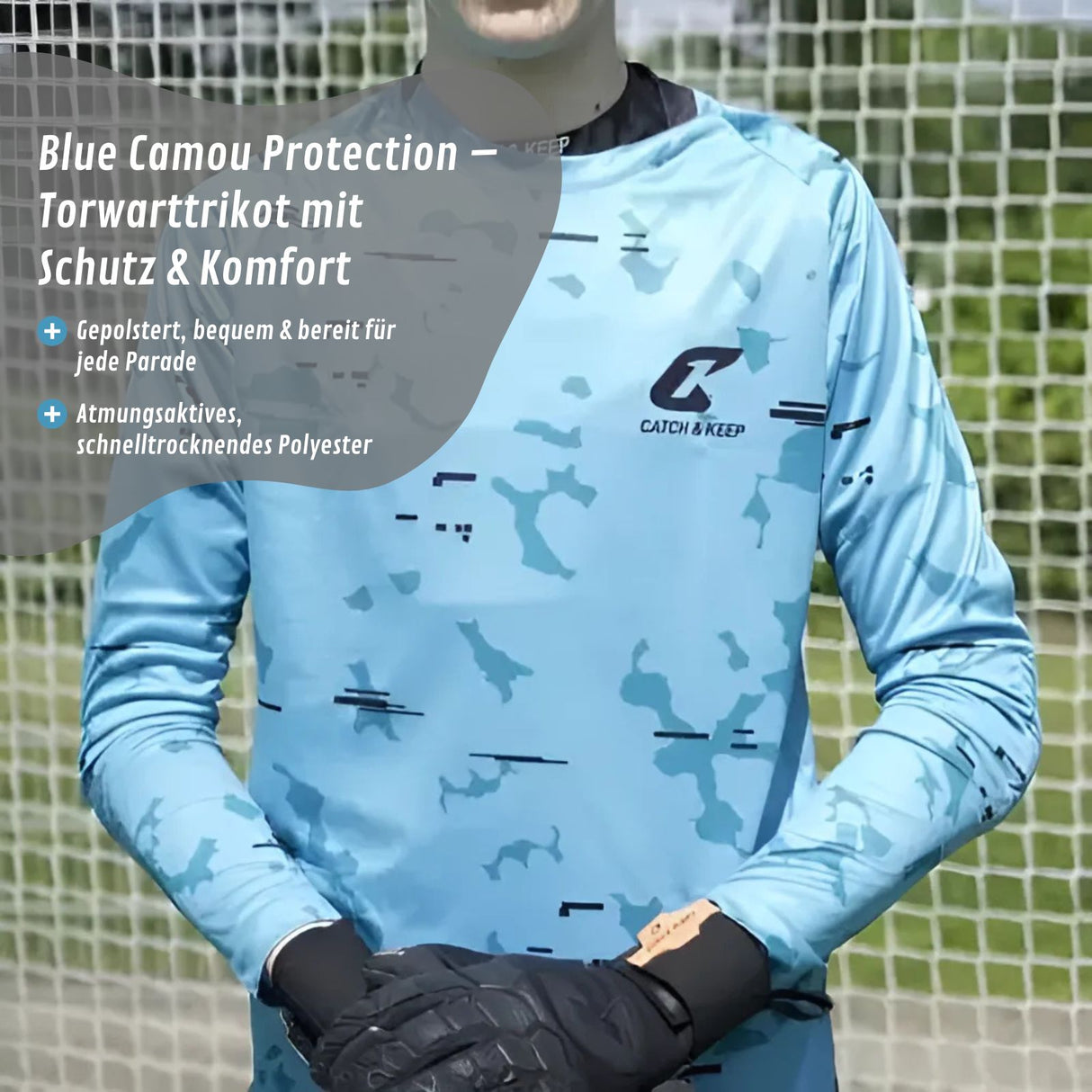 Trikot Blue Camou Protection Torwarttrikot Gr. 152 Fussball Shirt