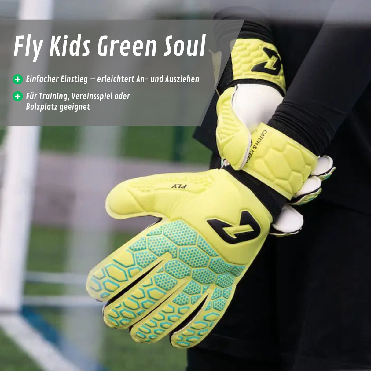 Fussballhandschuhe Fly Kids Green Soul Gr. 5 Torwart Goalie Handschuhe
