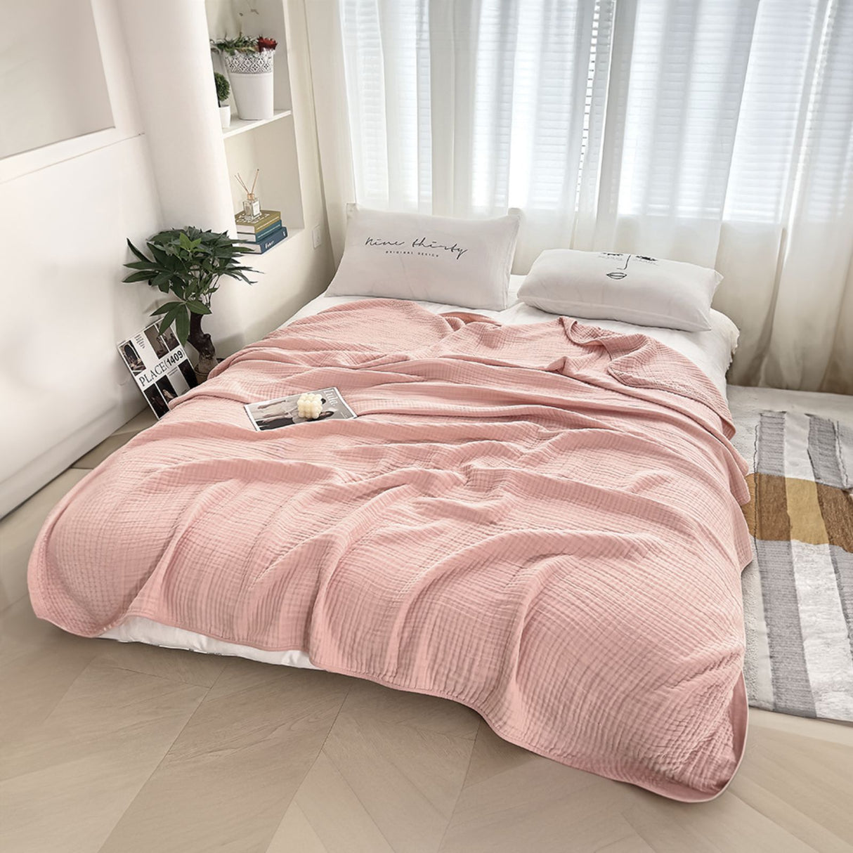 Seersucker-Decke Sommerdecke Baumwolldecke Bettdecke Sofadecke