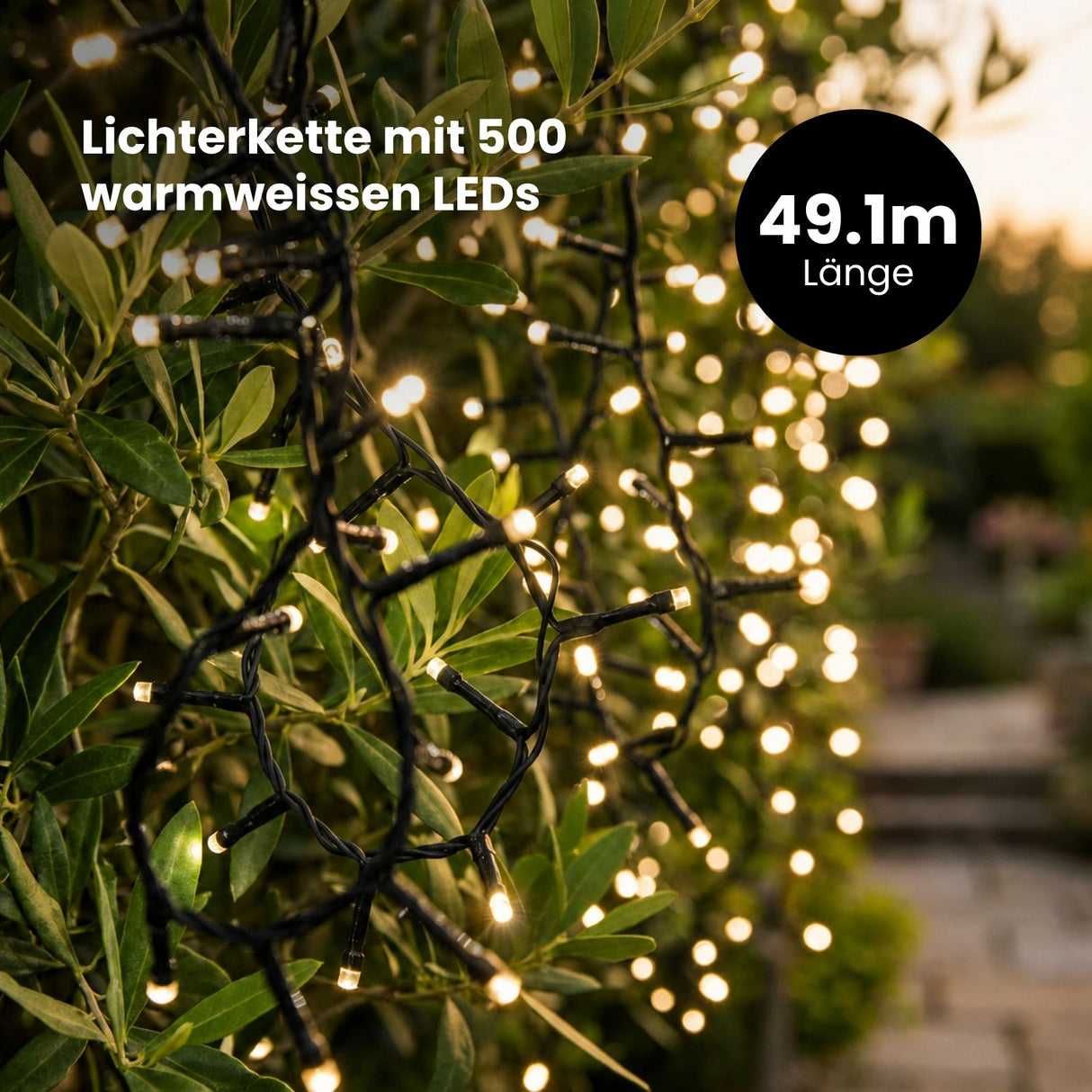 LED-Gartenbeleuchtung 48.5m Outdoor-Dekoleuchte Gartenleuchte