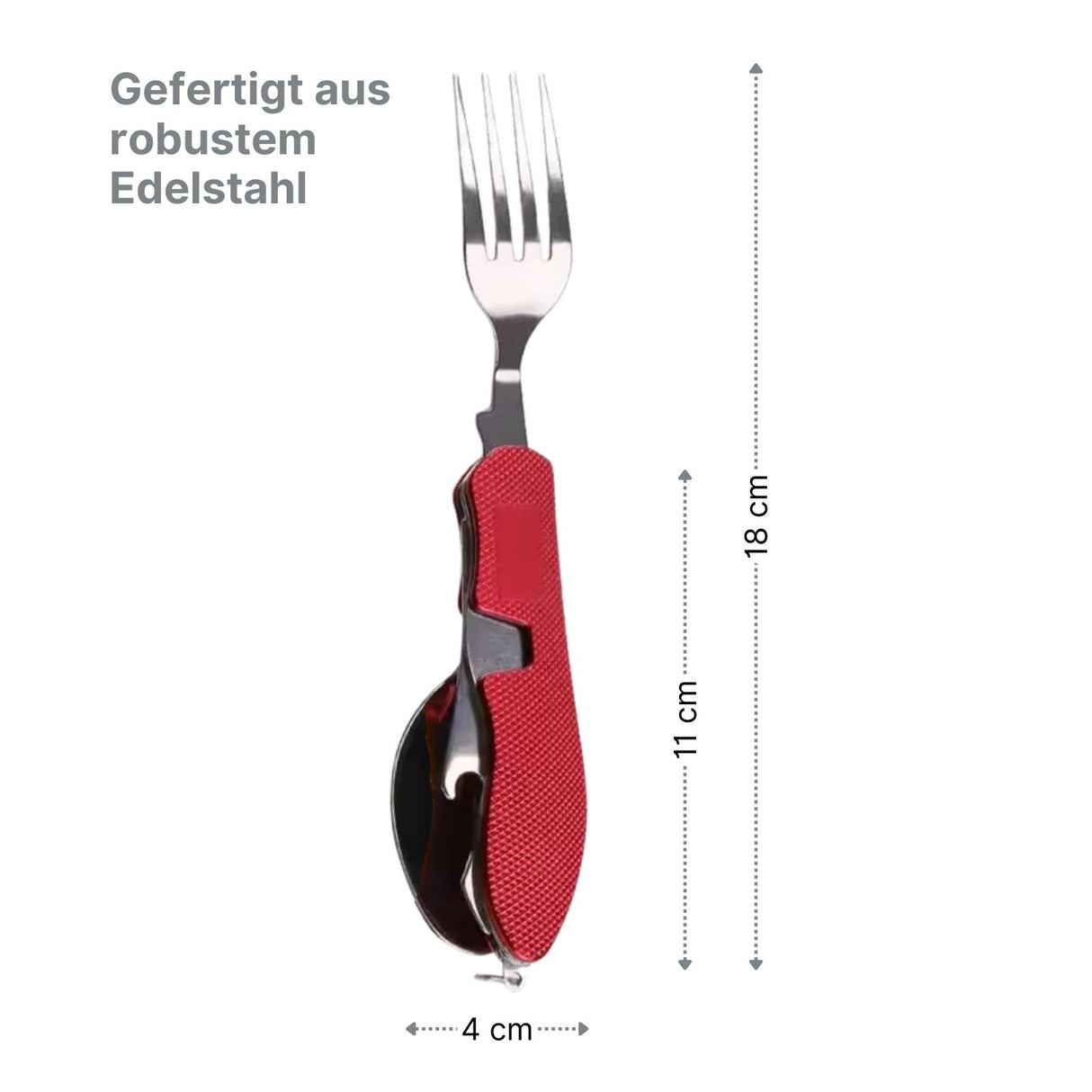 4in1 Outdoor-Besteck-Set Gabel Messer Löffel Flaschenöffner Campingbesteck