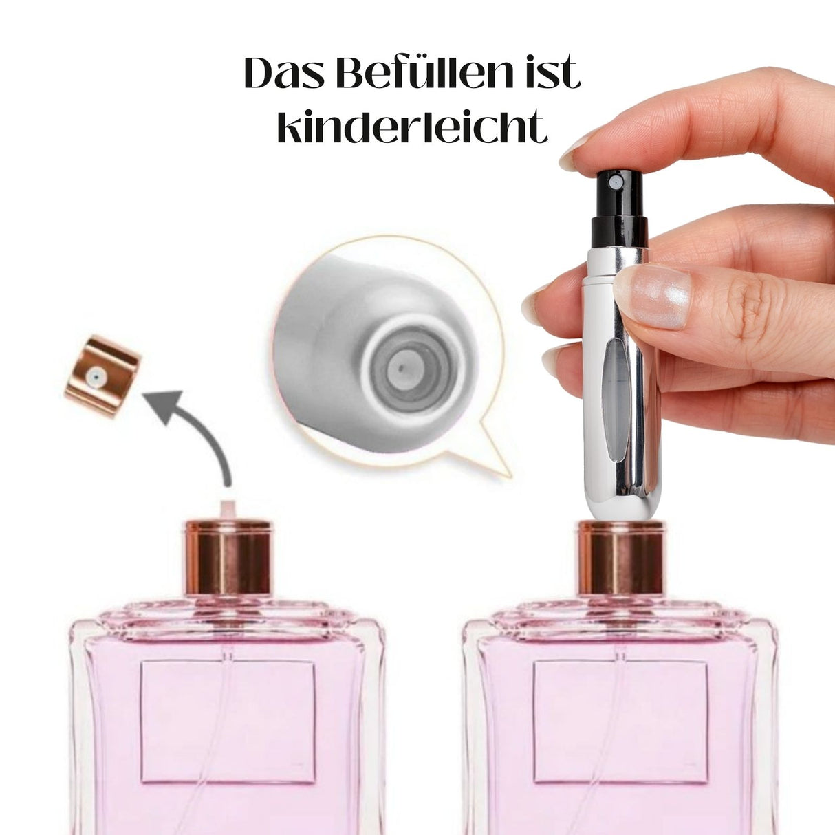 2er-Set Mini-Parfümzerstäuber 5ml Parfum Vaporisateur Silbrig