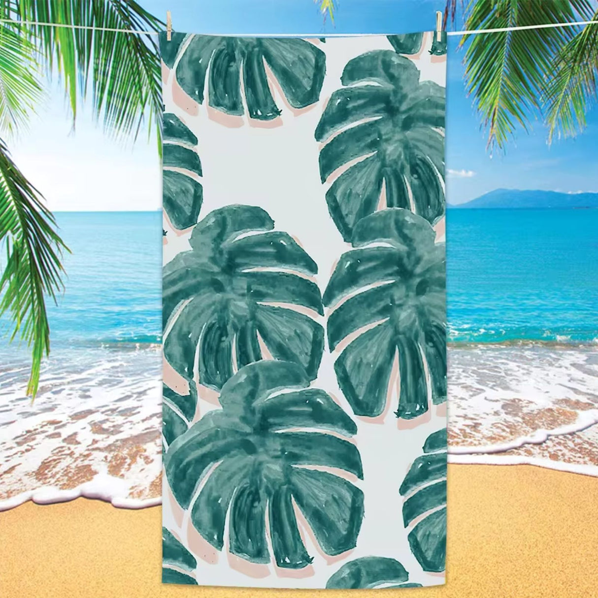 Strandtuch Monstera Strandlaken Badetuch Liegetuch Handtuch