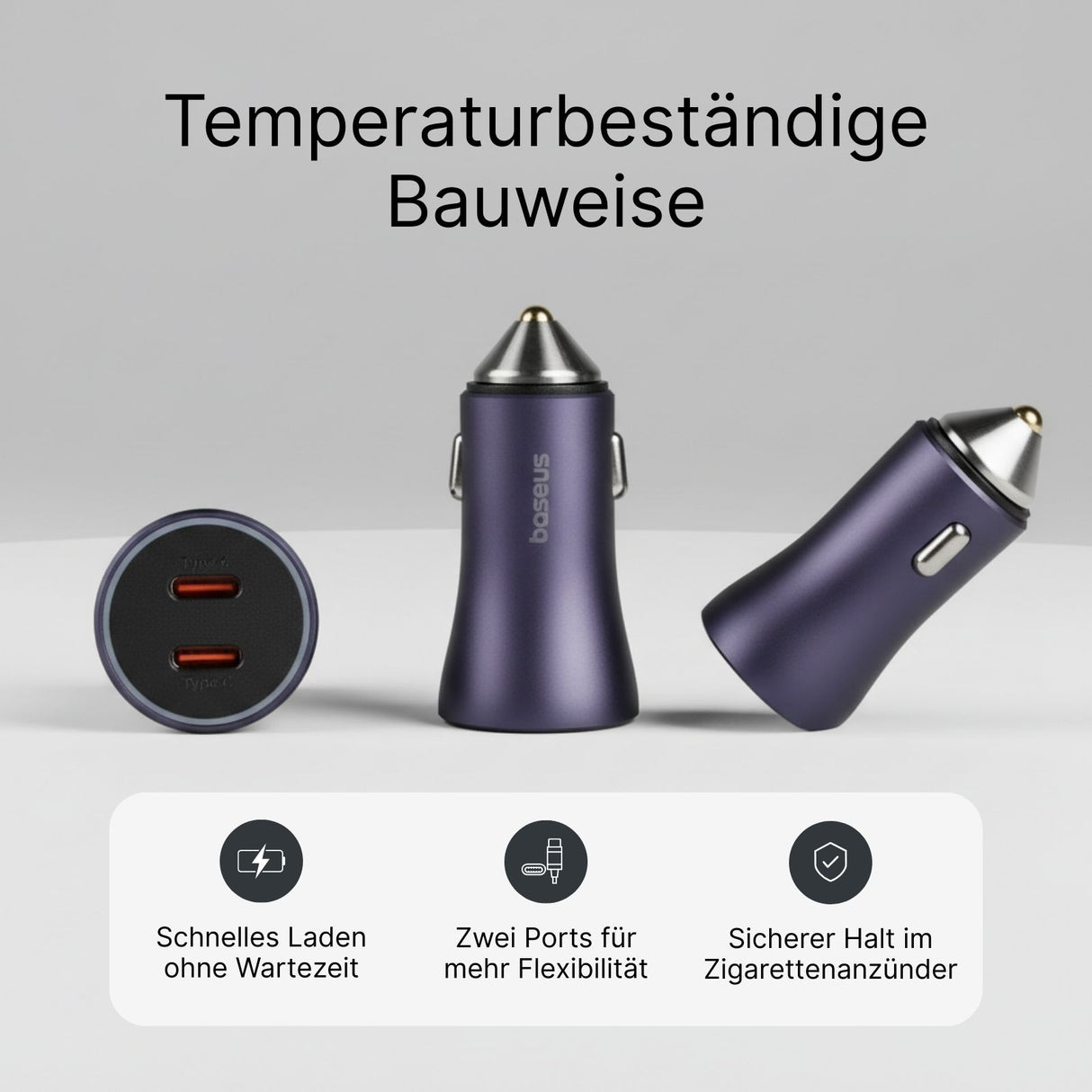 Car Charger USB-C KFZ-Ladegerät Auto-USB-Adapter Auto-Ladegerät