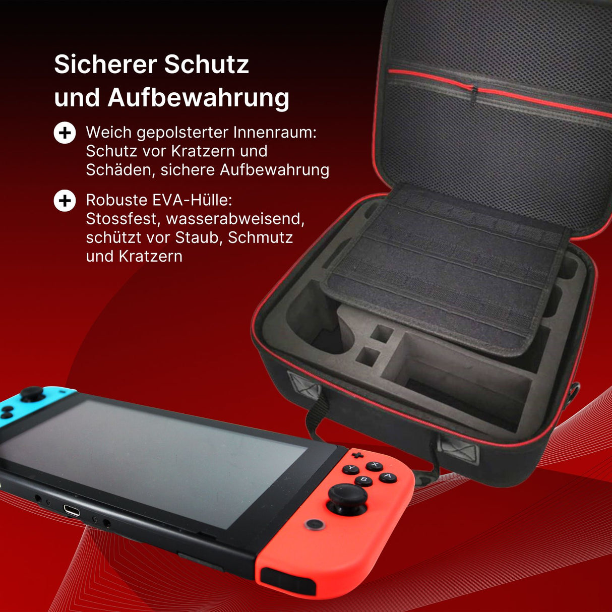 Tragekoffer für Nintendo Switch und Zubehör Transportbox Reisekoffer Aufbewahrungskoffer