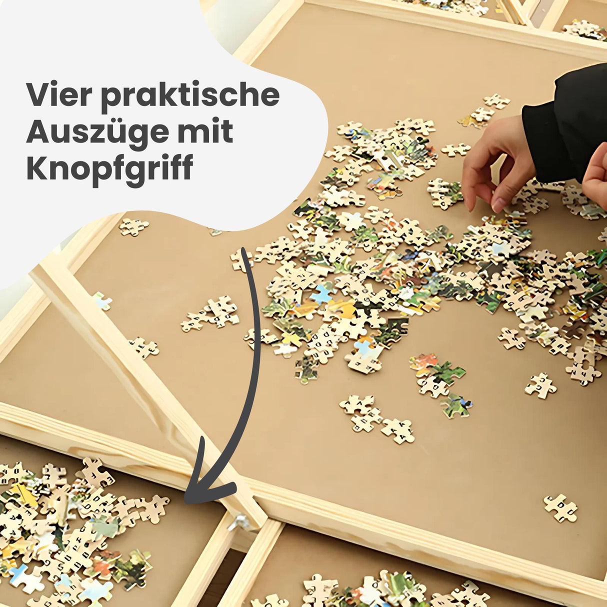 Puzzlebrett mit LED-Leiste und Auszügen Puzzletisch Puzzletafel Puzzleplatte