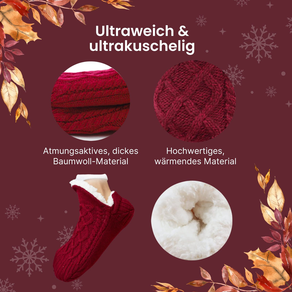 Hausschuhe Gr. 35-38 Wintersocken Kuschelsocken Fuzzy-Socken Pantoffeln