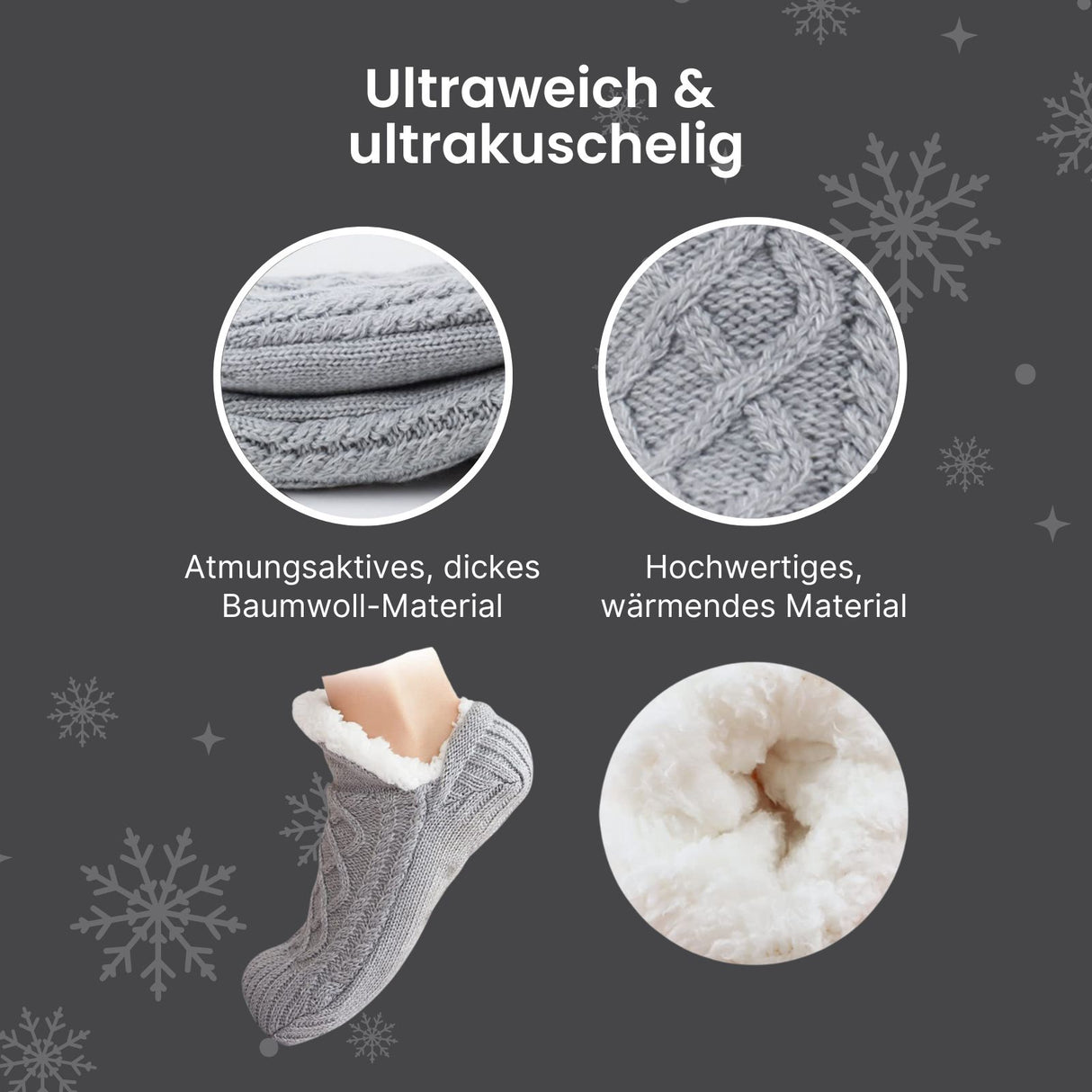 Fuzzy-Socken Gr. 35-38 Kuschelsocken Wintersocken Hausschuhe Pantoffeln