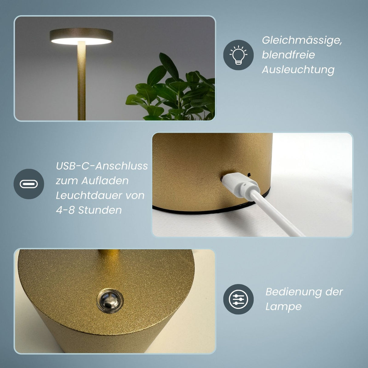LED-Tischlampe Nachttischlampe Leuchte Schreibtischlampe Lampe