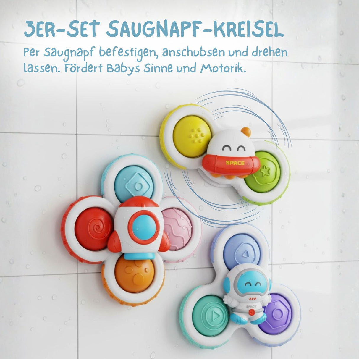 3er-Set Saugnapf-Kreisel Babyspielzeug Badespielzeug Fidget Spinner