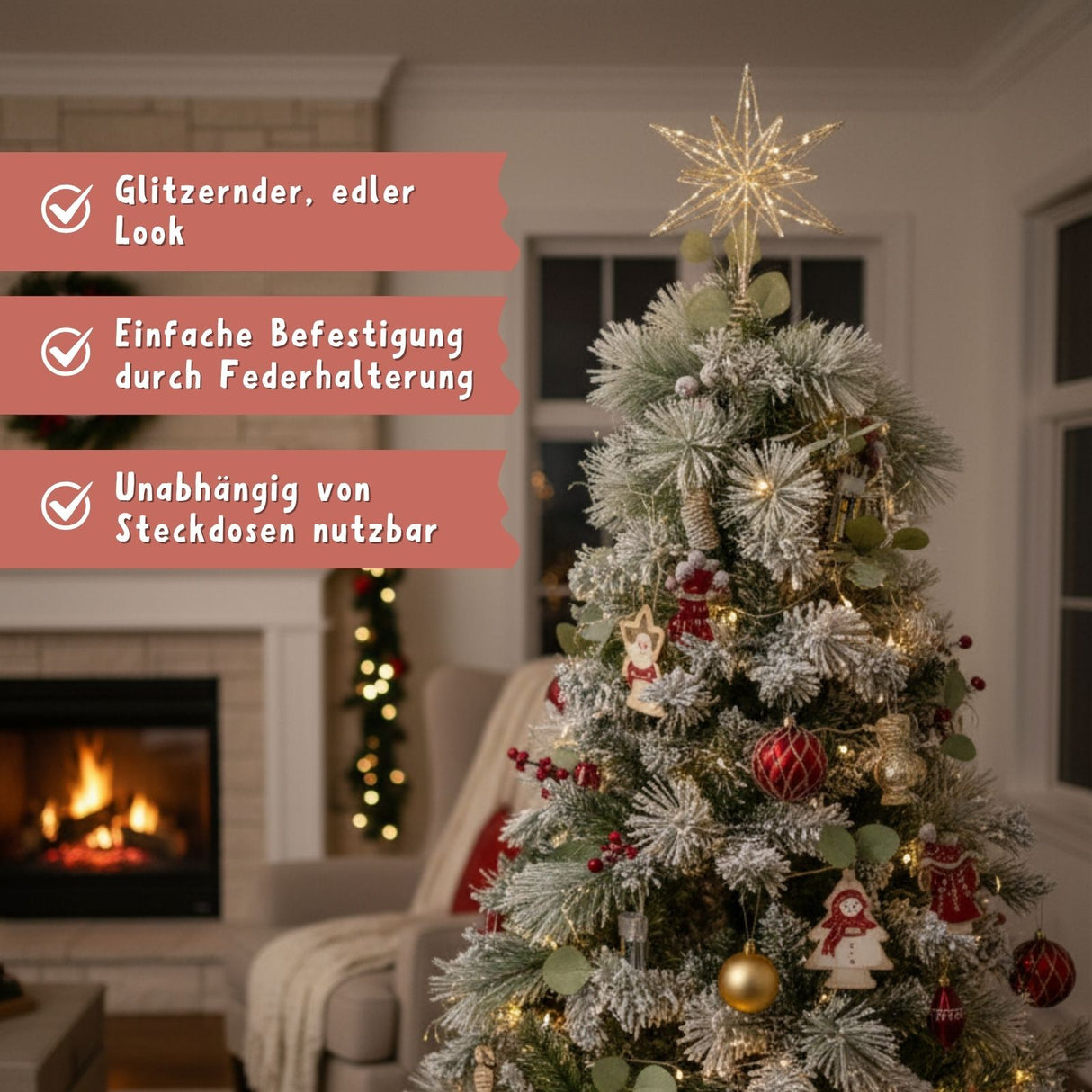Christbaumspitze LED-Stern Weihnachtsbaumschmuck Weihnachtsdeko