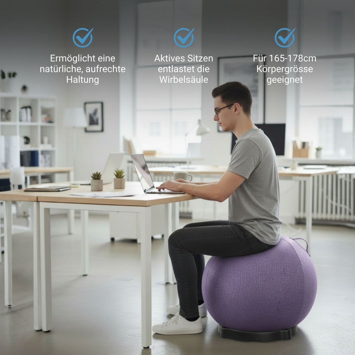 Sitzball mit Schutzhülle Gymnastikball Fitnessball Yoga-Ball